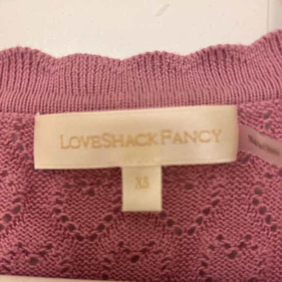 LoveShackFancy Janie Cropped Cardigan in Berry - Picture 5 of 6